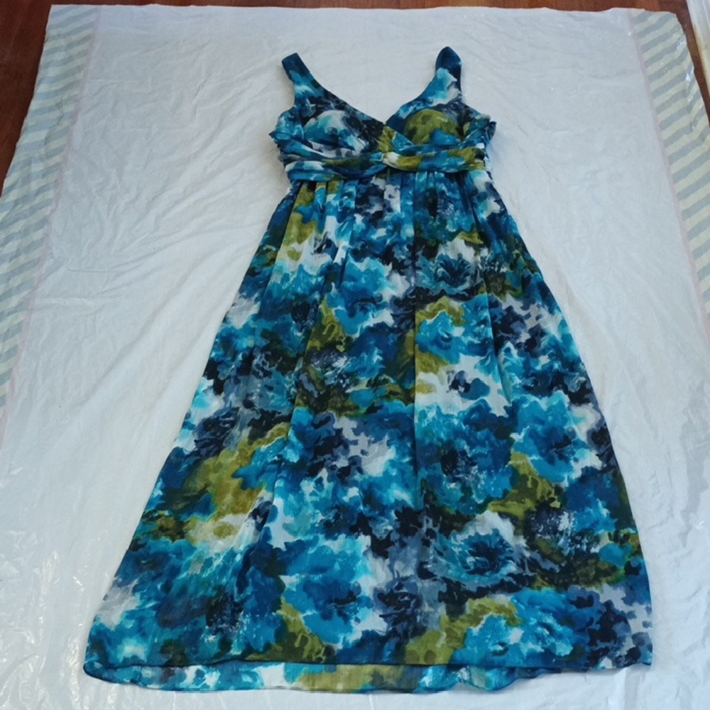 Jessica Howard Vibrant Blue and Green Floral Maxi Dress size 16